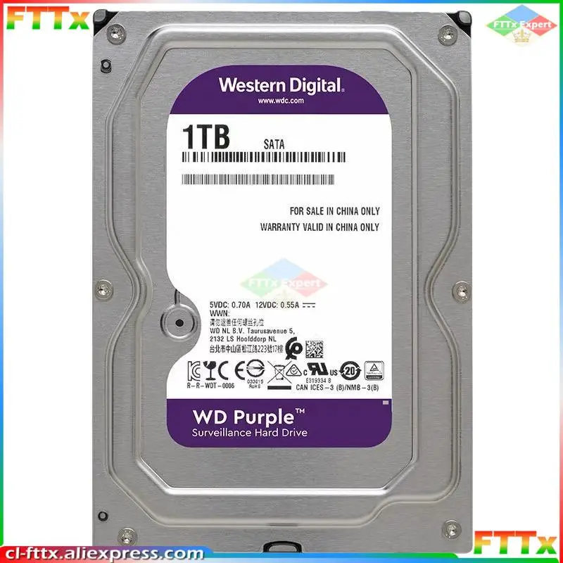 Western Digital W. D. Purple Surveillance HDD 1TB 2TB 4TB 6TB 8TB SATA 6.0Gb/s 3.5