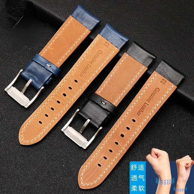 Genuine Leather Watch Strap for Seiko No. 5 Rolex Water Ghost Series Srpb93j1 Watch Band Men Women Casual Watchband Green 22mm