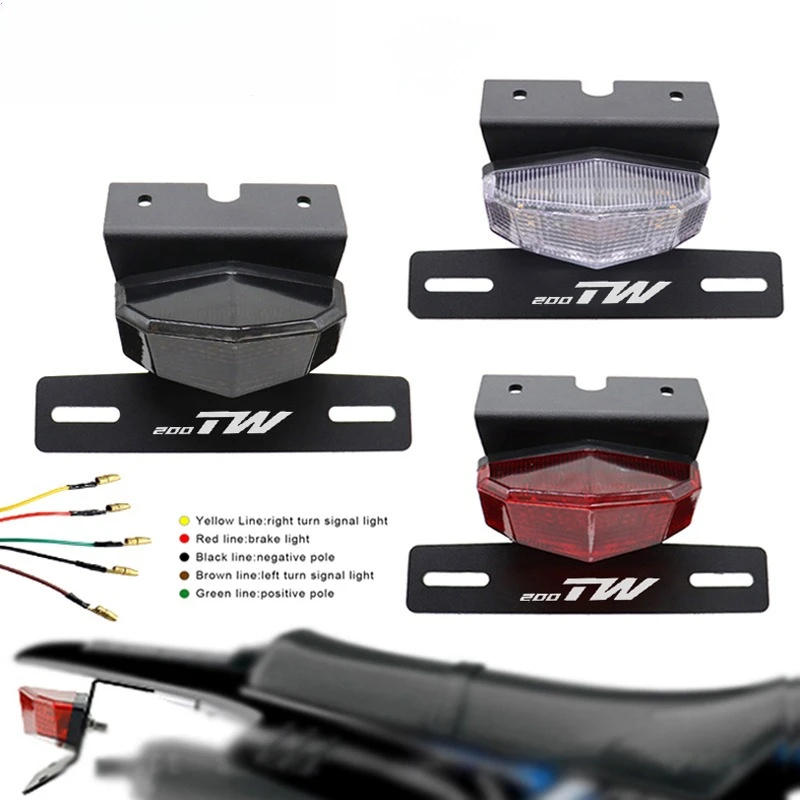 

Applicable to Yamahas TW200 motorcycle modified tail light license plate frame, turn signal short tail plate frame photo
