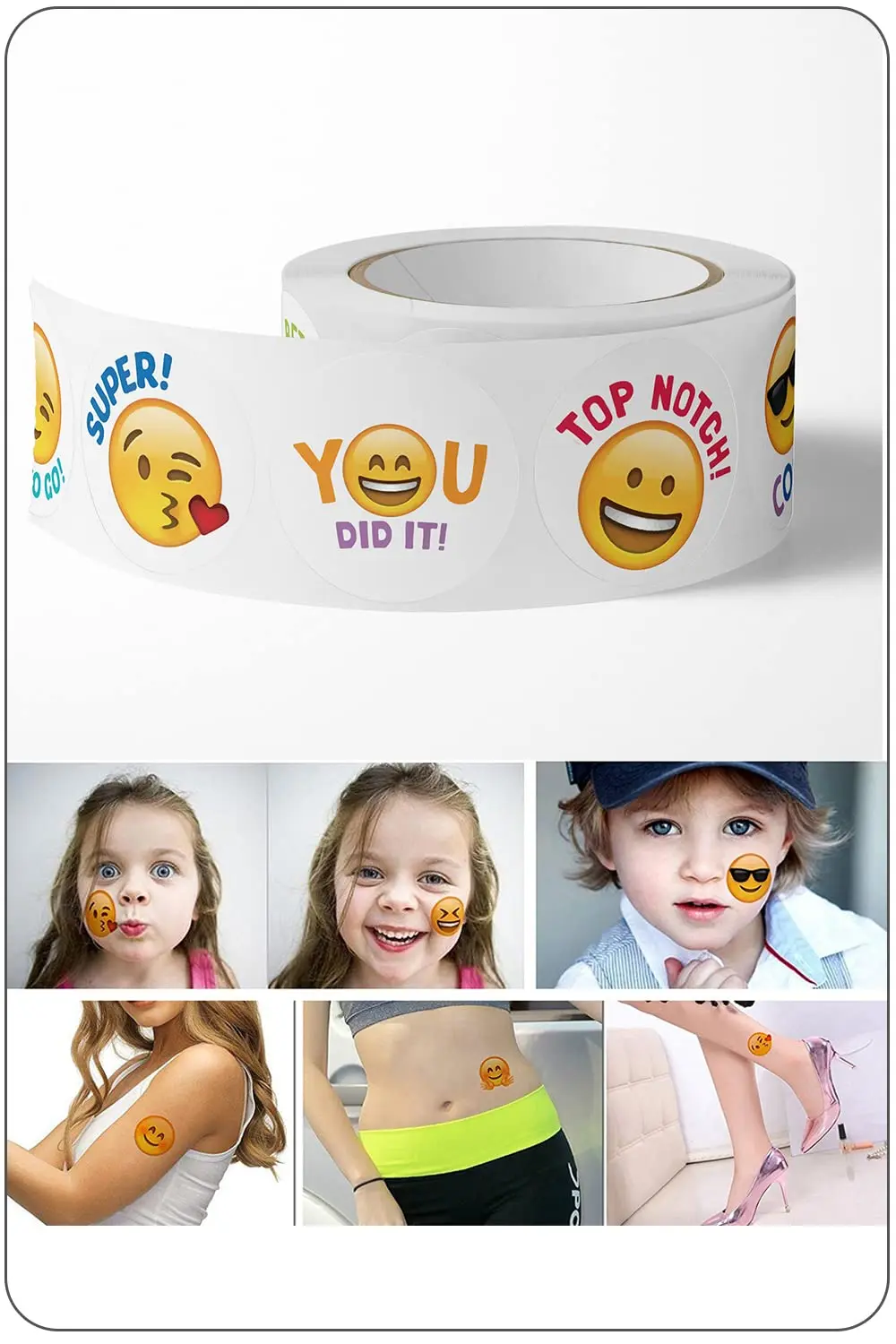 500pcs/Emotional Stickers Reward Stickers Smiling Face Design Fashion Emotional Text Thanksgiving Stickers, Paper Packaging