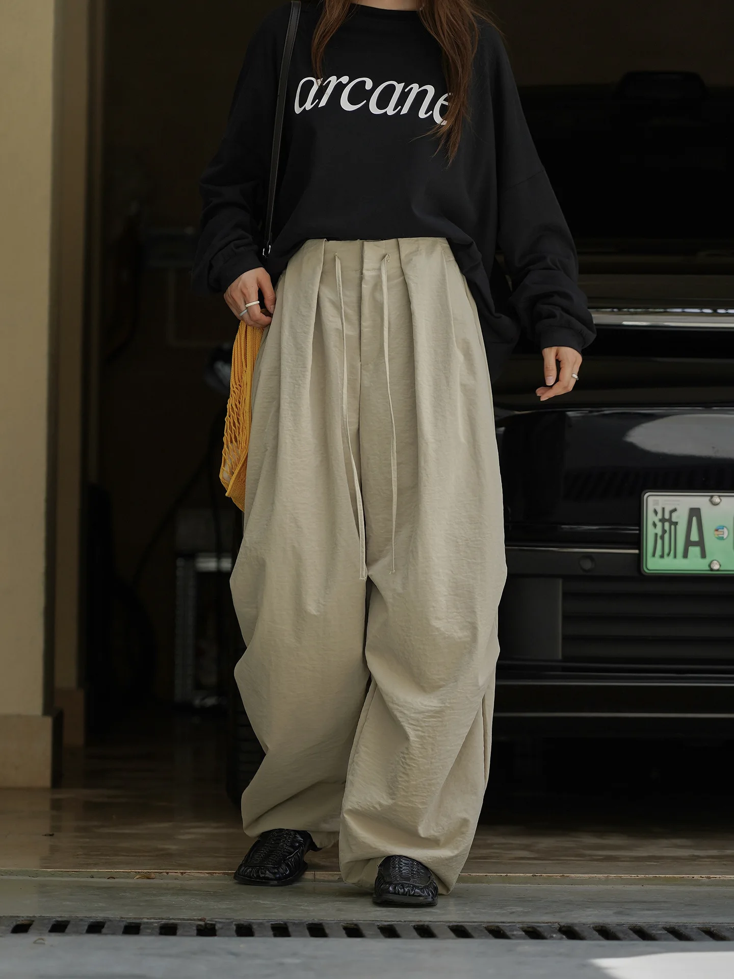 

Autumn and Winter Women's Casual Solid Color High Waist Loose Wide Leg Pants