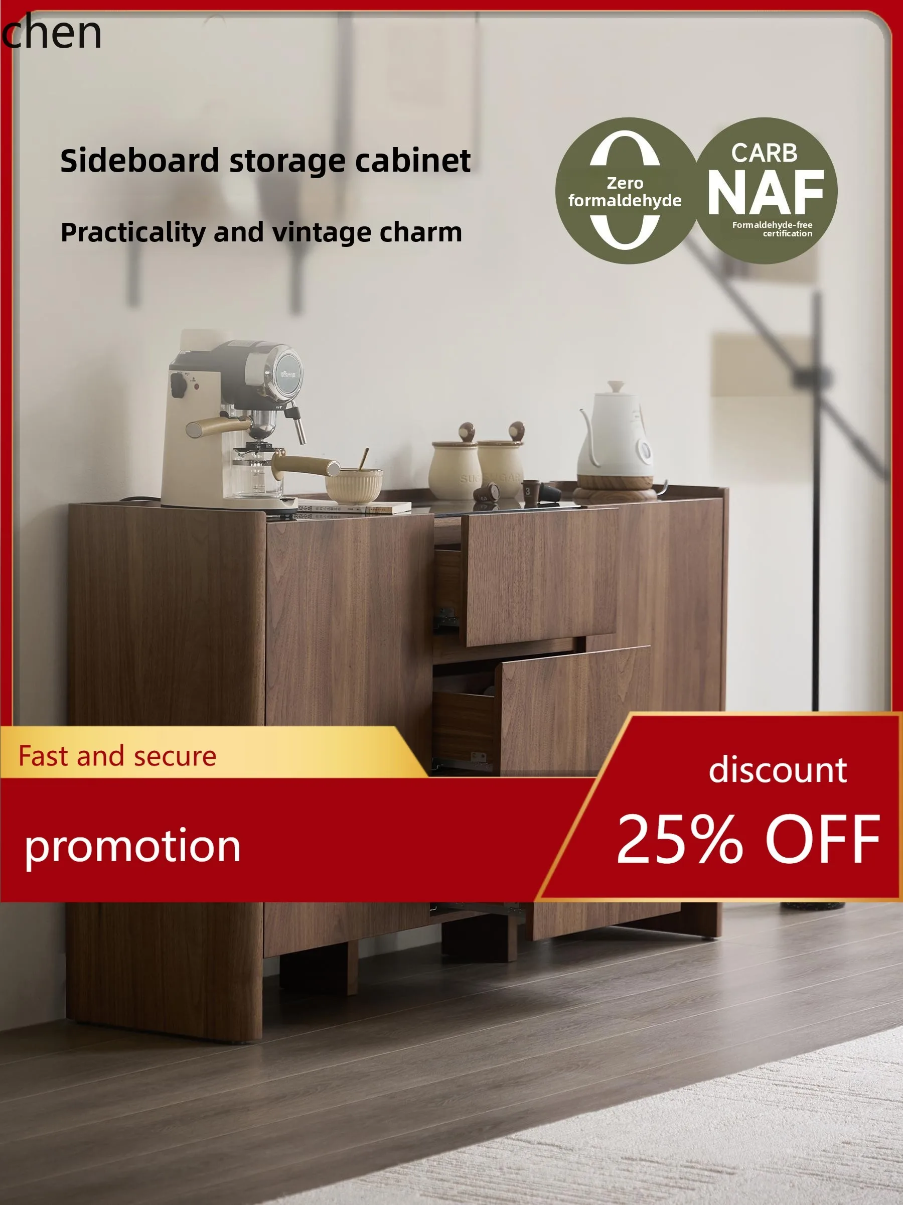 

CZ Restaurant Wall-Mounted Storage Cabinet Integrated Side Cabinet Living Room Storage New Vintage Style Storage Cabinet