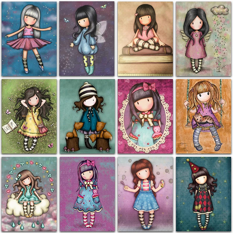 5d DIY Diamant Malerei Kit Farbe Cartoon Mädchen Prinzessin Bild Wohnkultur runde Stickerei Mosaik Kreuz stich Geschenk