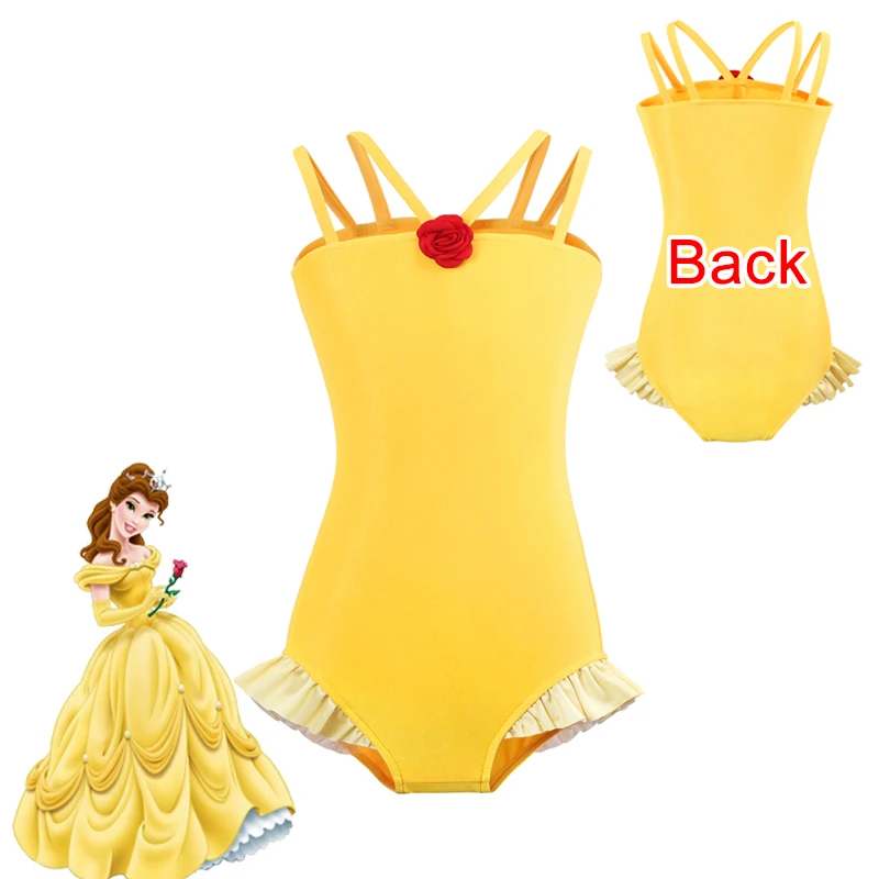 Disney Swimsuit Baby Strap Children Little Girls Holiday Beach Wear Cosplay Encanto Isabela Mirabel Mermaid Ariel Swimming Suit