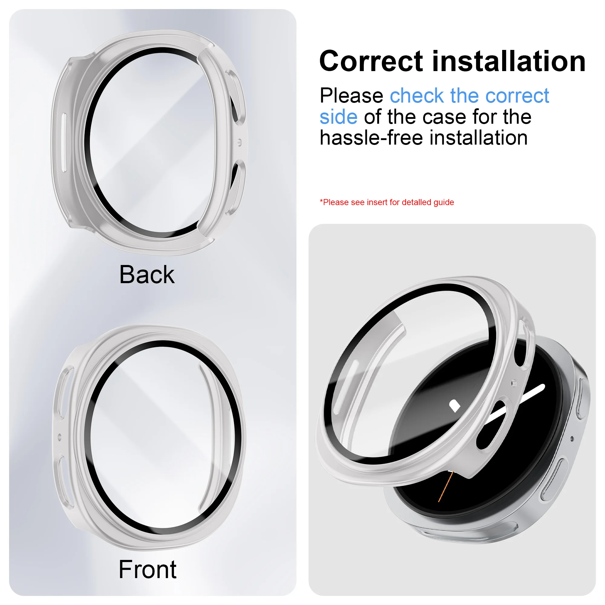 Чехол для Samsung Galaxy watch 8, 44 мм, 40 мм, аксессуары, Защитная пленка для экрана, закаленное стекло + ПК, бампер, чехол Galaxy watch 8, защитный