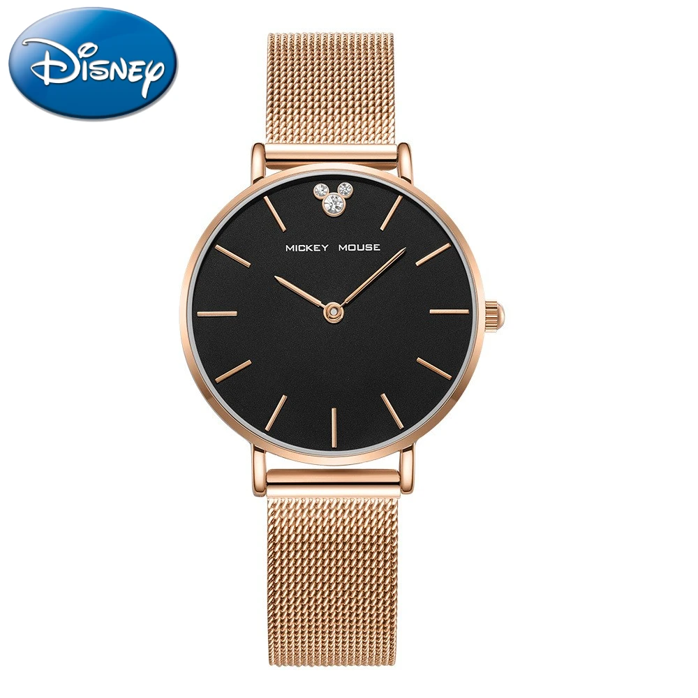 Disney Gift With Box Genuine Steel Band Watch Mesh Belt Fashion Simple Adult Women Ladies Popular Wrist Clock Relogio Masculino