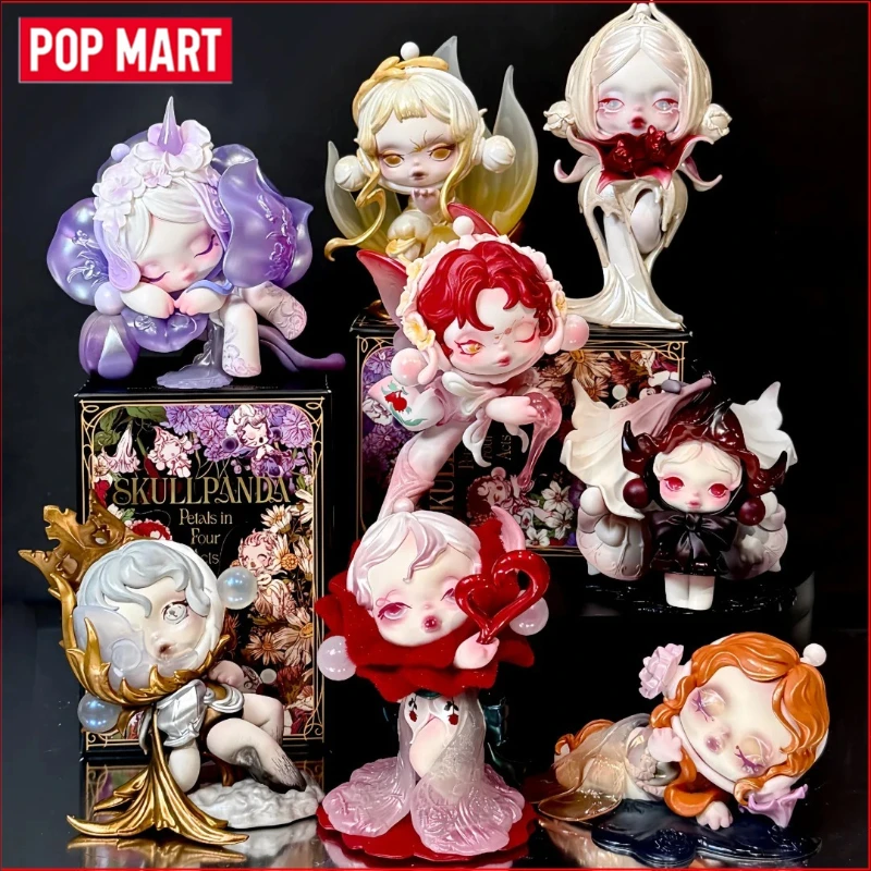 Original POP MART Skullpanda Petals In Four Acts Serie Blind Box Figuren Heimdekoration Figurine Ornament Modell Spielzeug Geschenke