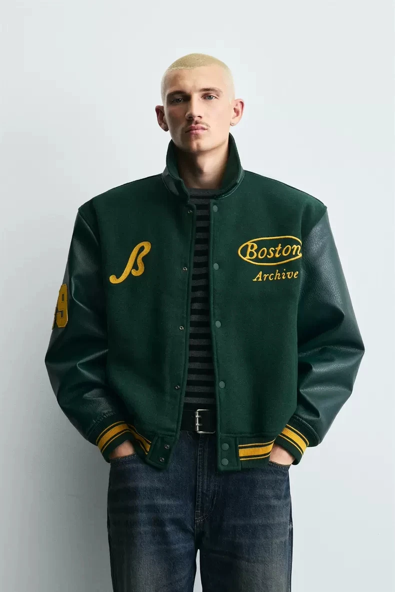 

New Arrival Winter Men's Jaet Pilot Coat Patchwork Preppy Sle Long Sve Baseball Collar Warm Casual Outerwear