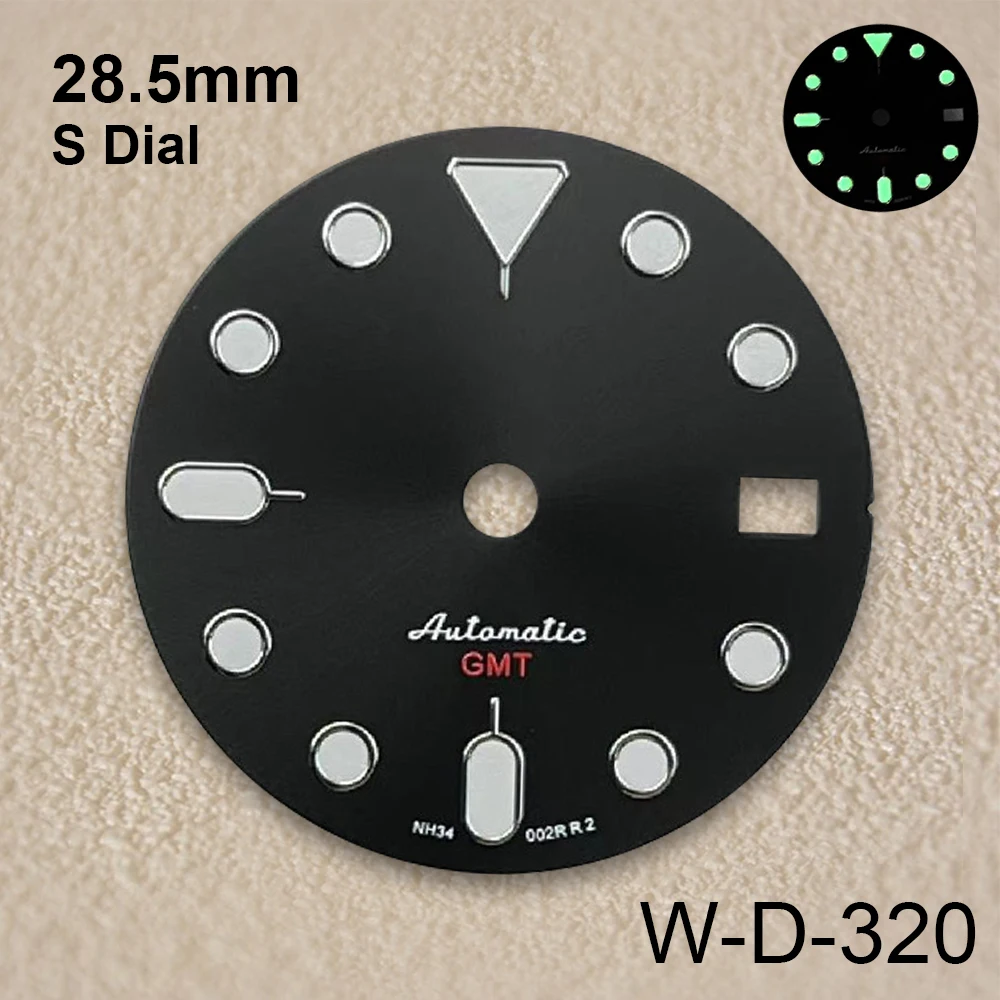 28.5mm S Logo NH34/NH35 SUB/SKX007 Dial Fit NH34/NH35/NH36 Movement Green Luminous High Quality NH34/NH35 Accessories ﻿
