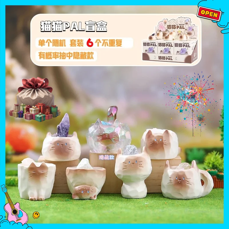 

Pal Cat Crystal Blind Boxes Мини Оригинальный Камень Kawaii Фигурка Кошки Кукла Настольный Орнамент Офис Комната Автомобиль Декор Подарки Удачи