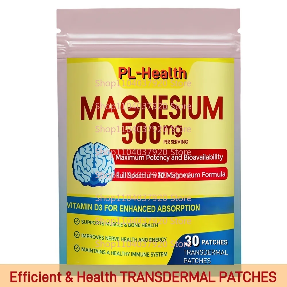 30 Patches Magnesium Complex Transdermal Patches 10 in 1 Chelated Magnesium with Vitamin D3 & Zinc for Muscle & Bone Support