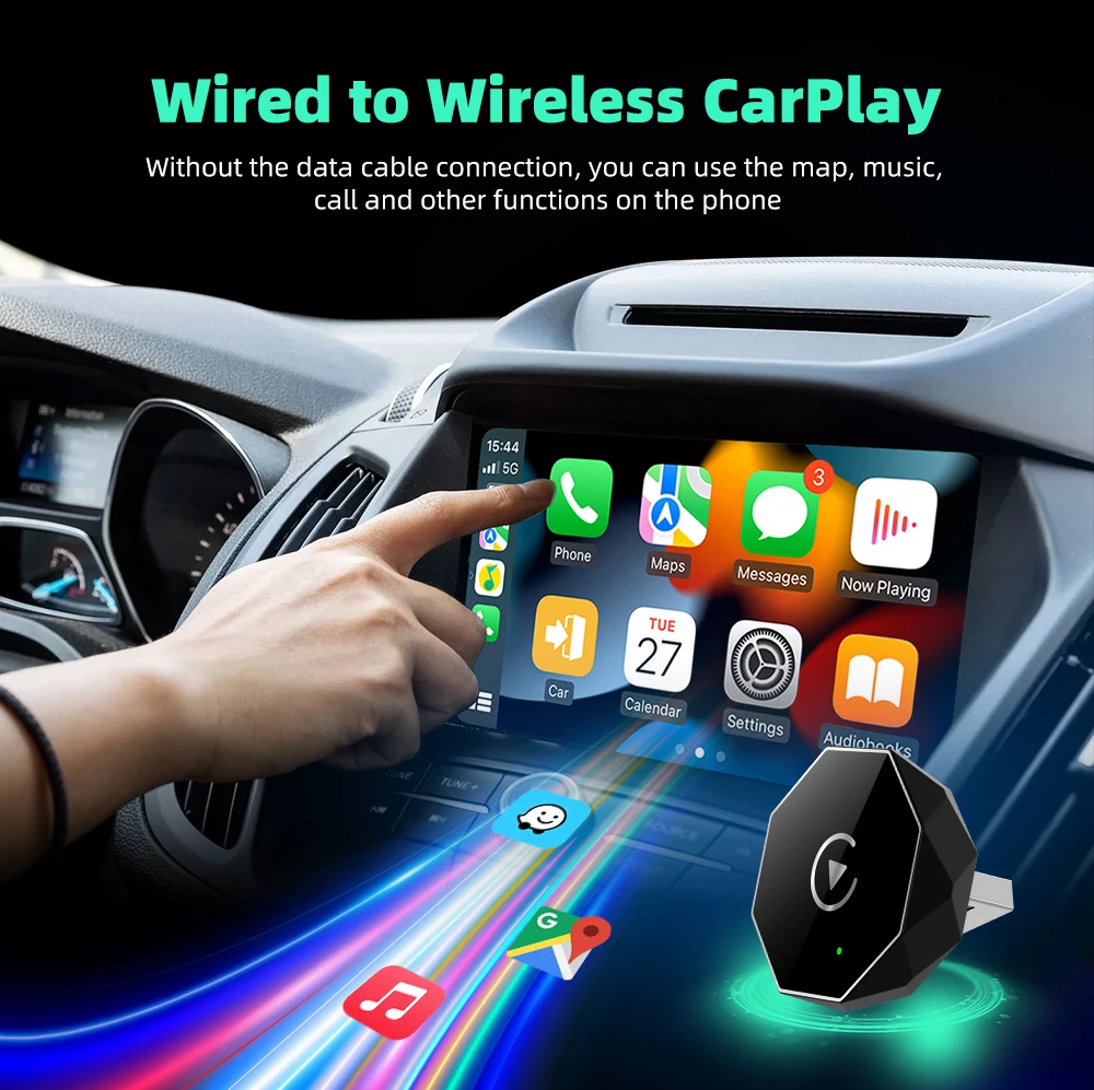 

Mini 2in1 Ai Box Wired to Wireless CarPlay&Android Auto Adapter WiFi Bluetooth Auto Connect Plug&Play For Audi Toyota Mazda