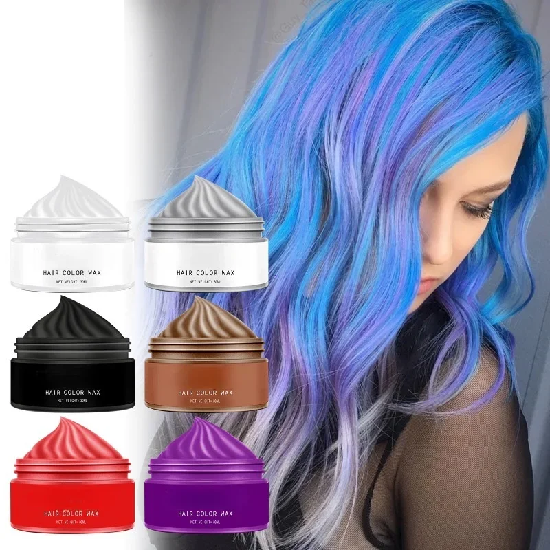 Cera temporal para teñir el cabello, tinte para el cabello, champú para teñir el cabello, teñido desechable, cera para el cabello gris plateado, crema de tinte de estilismo única
