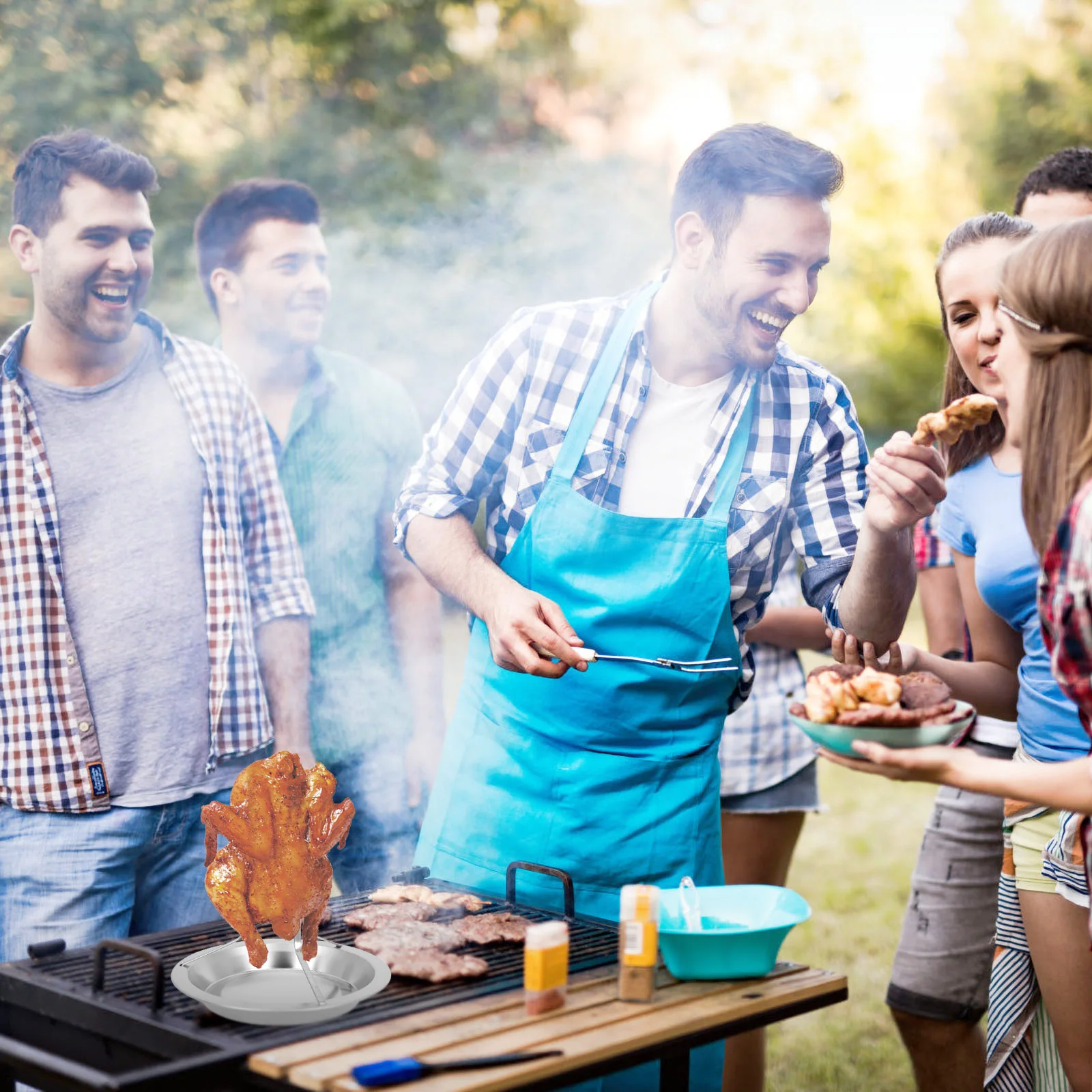 

1pcs Portable Bbq Grill Rack Stainless Steel Roast Chicken Holder Outdoor Camping Grilling Tool Detachable Turkey Roaster Stand