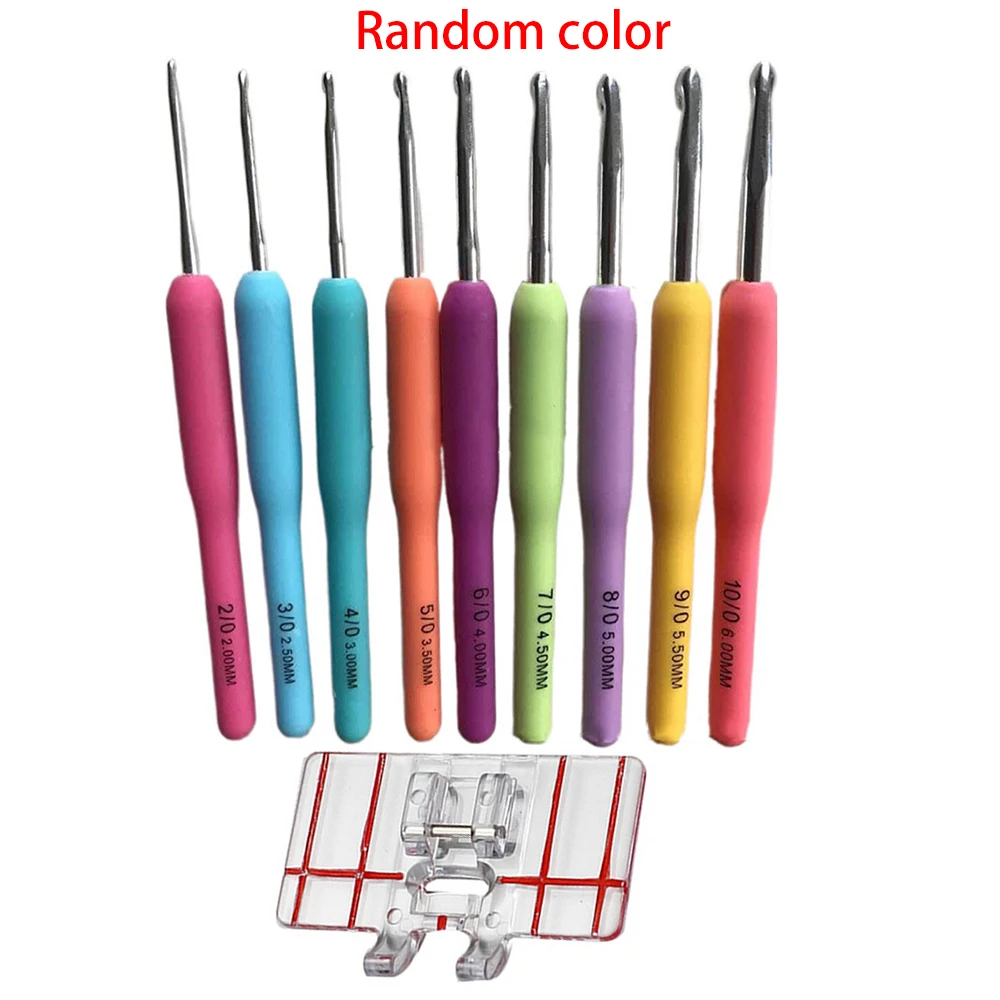 9 Crochet Hooks + 1 Presser Foot Sweater Knitting Crochet Hook DIY Sweater Slipper Crochet Needle Handmade Craft Knitting Tools Crochet Set S004119