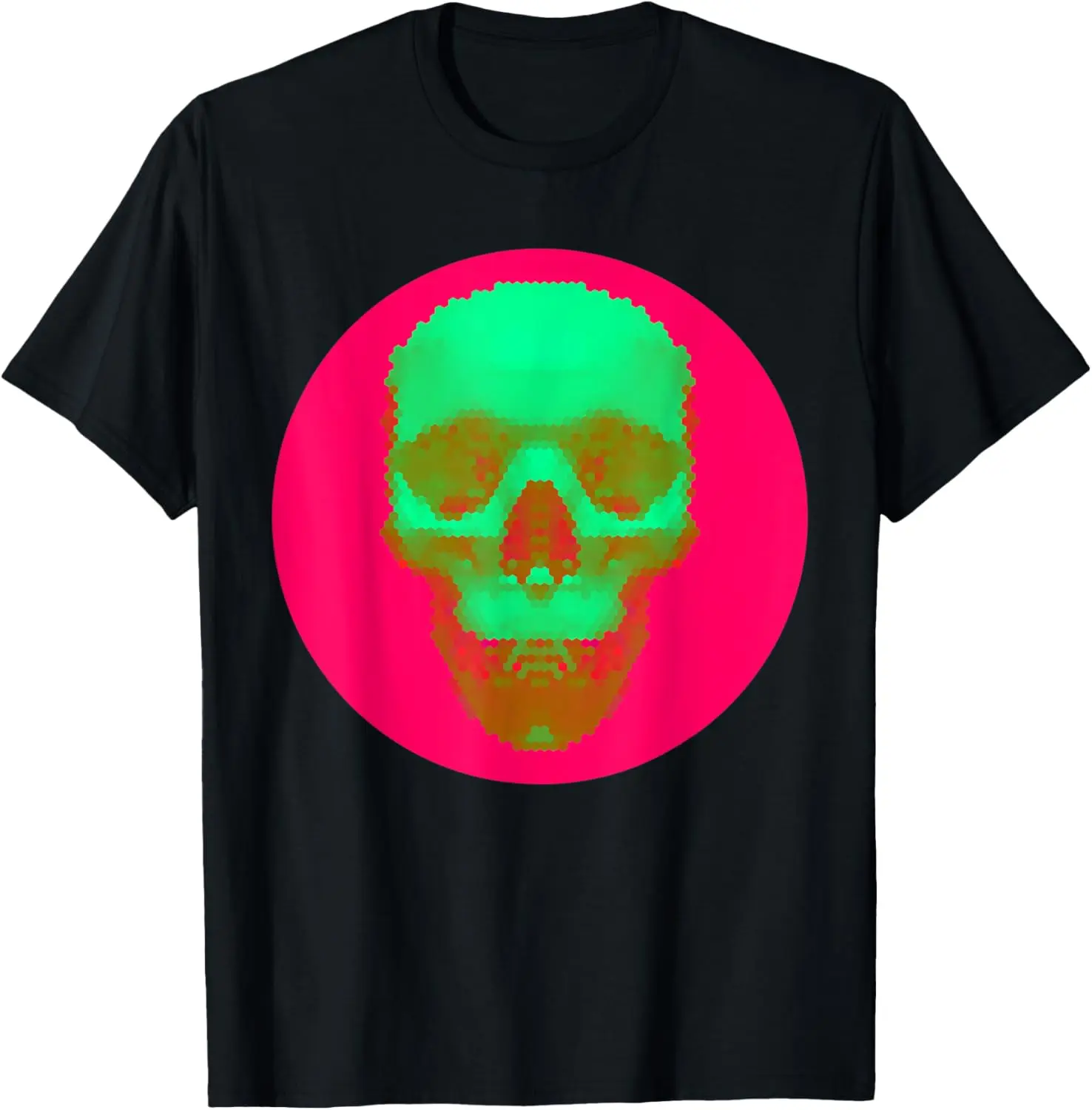 

Skull - Jade Green Hexagon Pattern T-Shirt