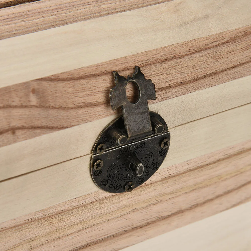 صندوق مجوهرات خشبي صندوق تخزين خشبي عتيق مع قفل ومفتاح آمن توفير حصالة خشبية لتوفير المال #6