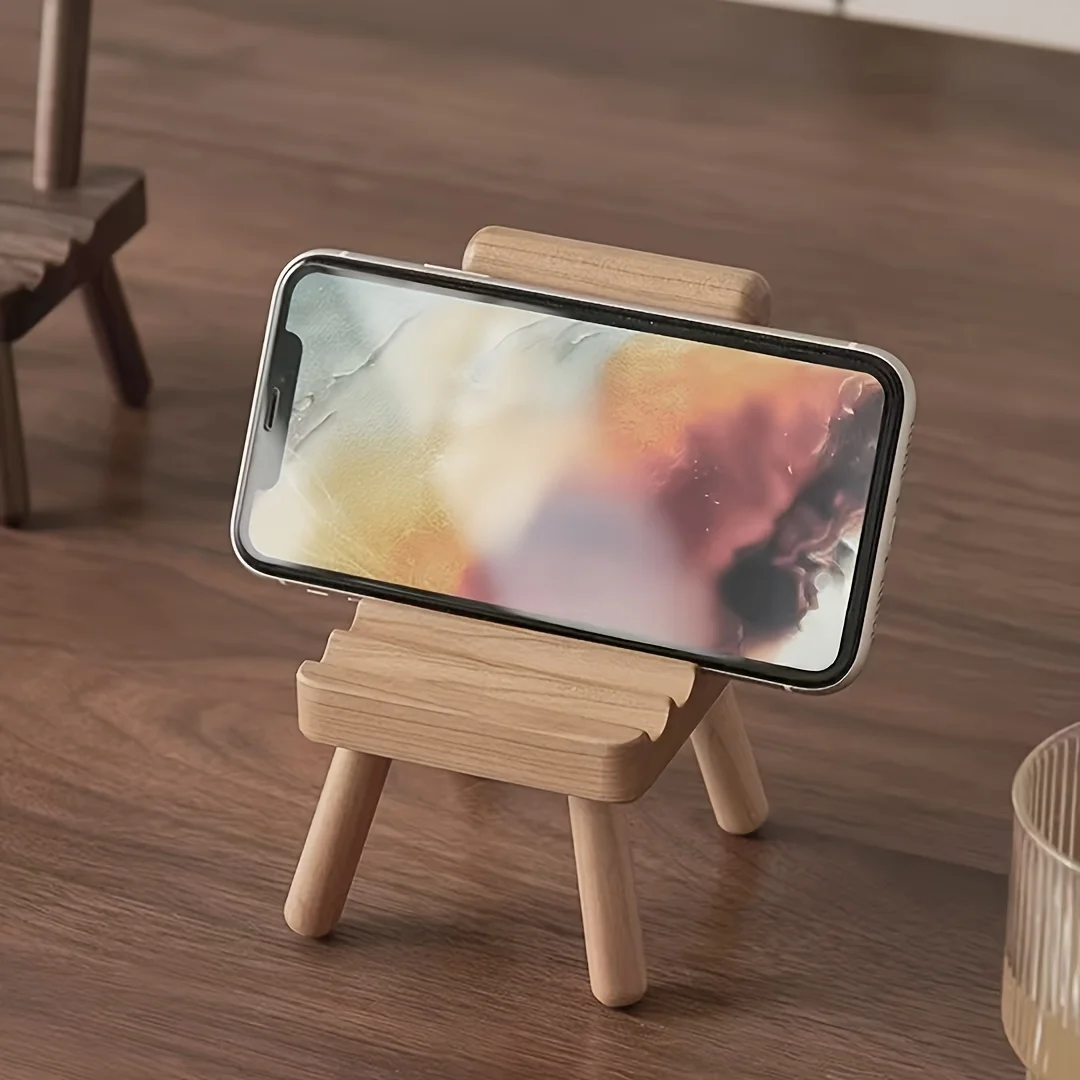 Wood Phone Holder Wood Chair Phone Stand Cute Mini Wooden Chair Shape Phone Holder Stand for Mobilephone Cellphone Smartphone
