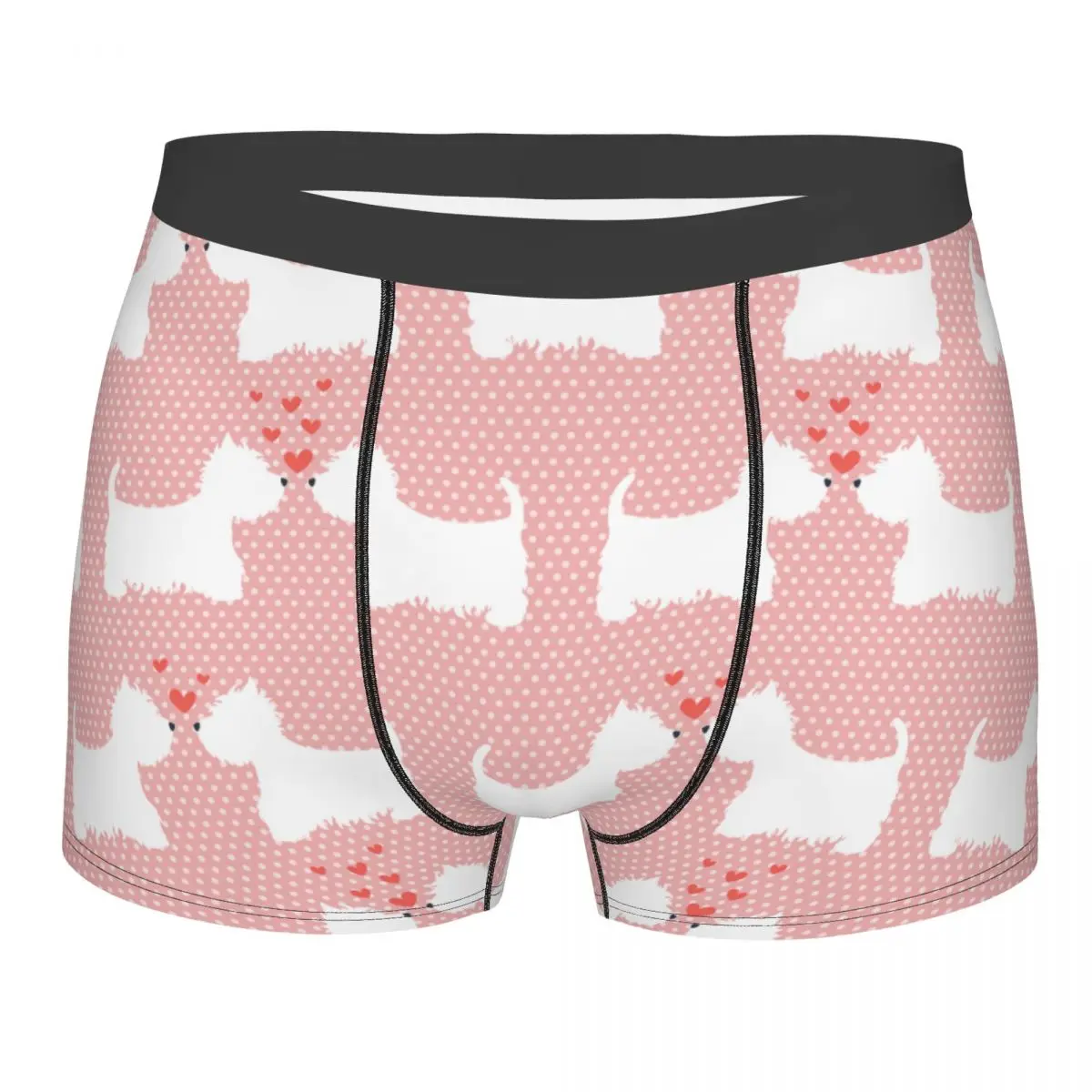 

Мужское нижнее белье Pink West Highland Terrier, забавные боксеры с собакой, дышащие мужские трусы бриджи