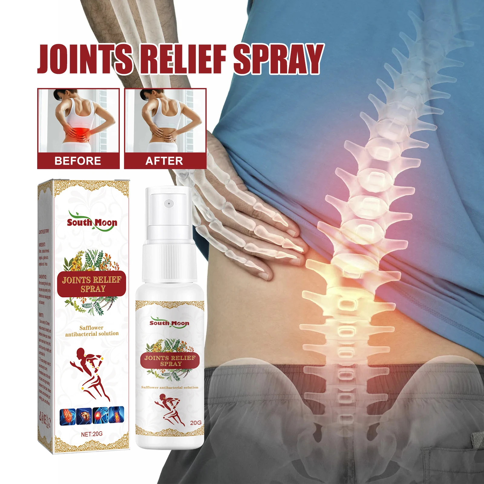 Joint Soothing Spray Relieves Pain in Waist, Neck, Shoulders, Legs, and Knees, Promotes Muscle and Bone Flexibility, Massage Car