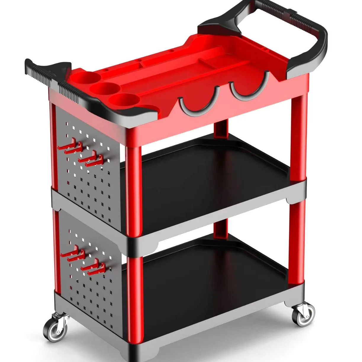 Portable Three-Layer Foldable Tool Trolley, Multifunctional Utility Cart for Studio, Kitchen and Live Broadcastin