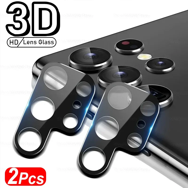 2PCS For Samsung Galaxy S24 Ultra S24 Plus S23 S22 Ultra 3D Curved Tempered Glass Camera Lens Protect Case Rear Lens Cover