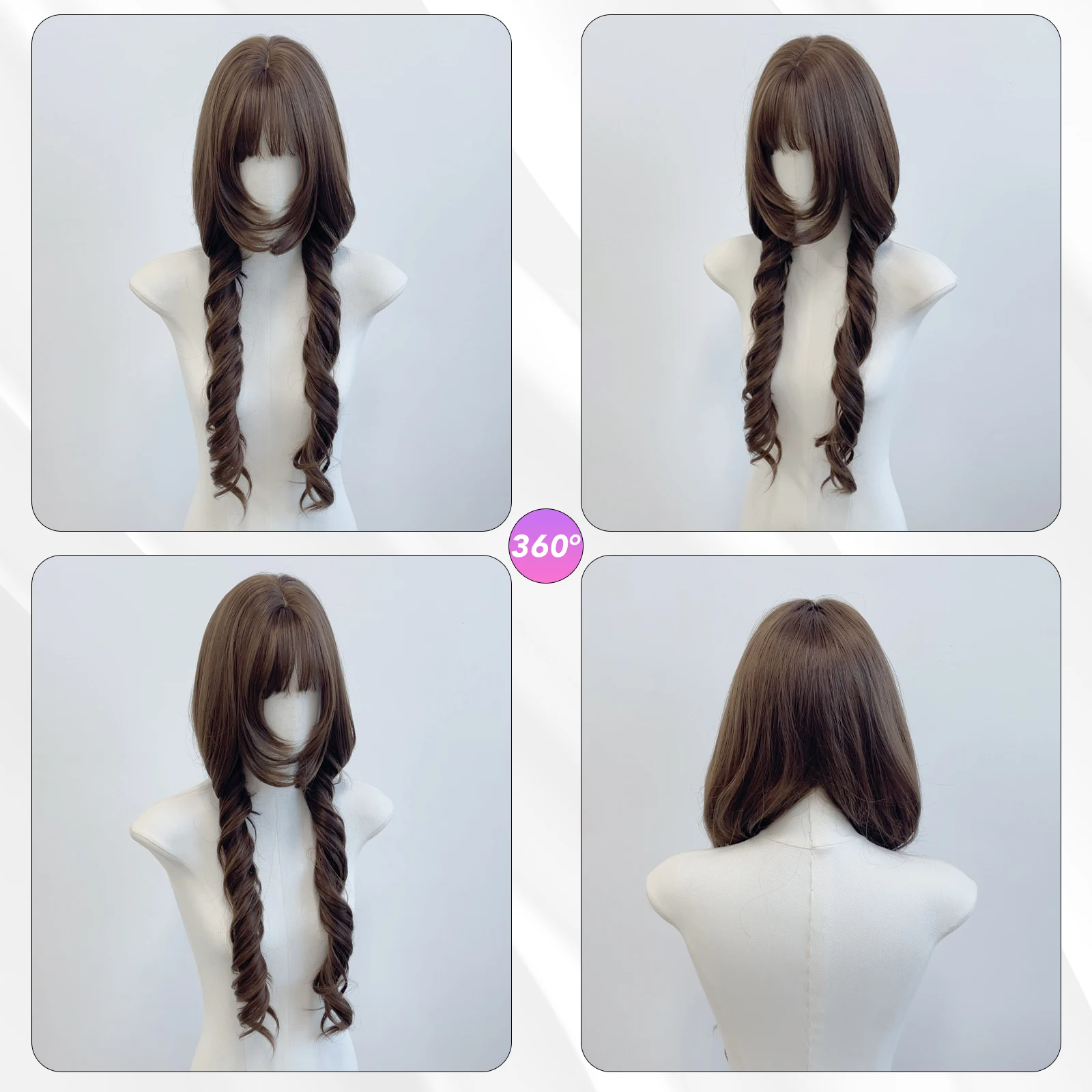 MEISU 28 بوصة شعر مستعار مستقيم الانفجارات براون الألياف الاصطناعية الطبقات الشعر مقاومة للحرارة الطبيعية السلس تمديد الشعر Selfie الطرف