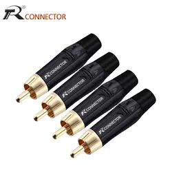 20pcs RCA Male Connector High quality gold plating audio adapter black&red pigtail speaker plug for 7MM Cable