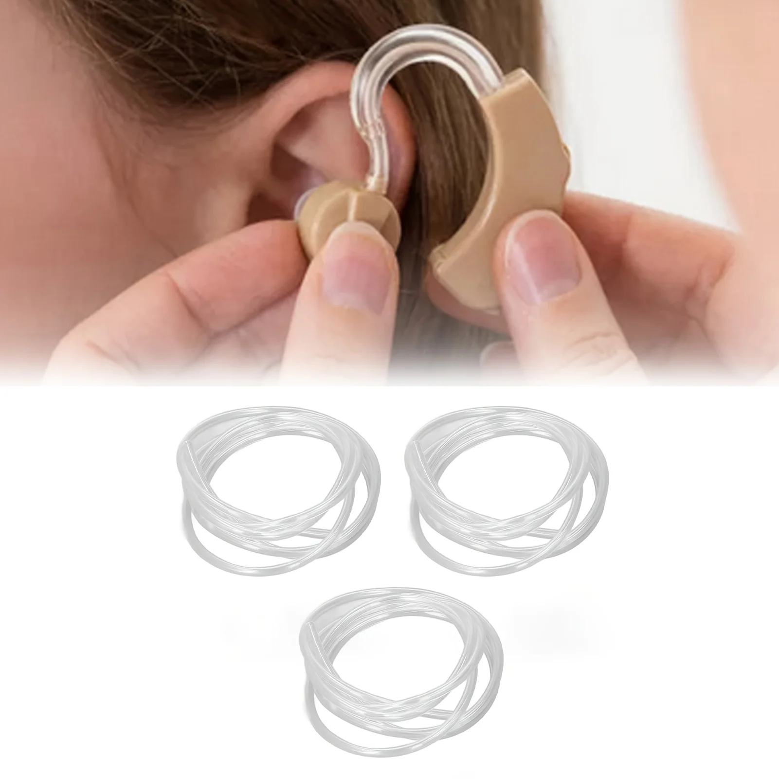 

Hearing Aid Sound Guide Tube 1M Transparent Flexible 3 Pcs Replacement Accessories for Behind The Ear BTE Machine