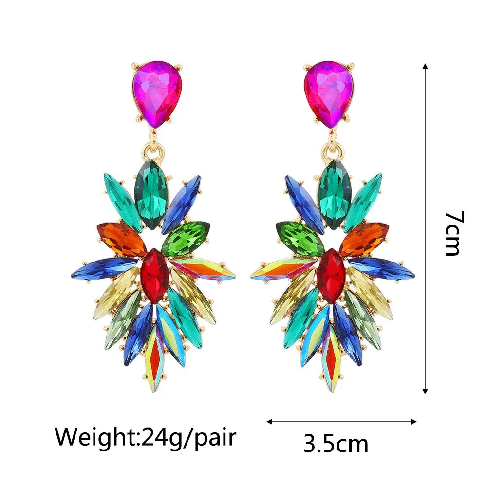 New Creative Design Geometric Teardrop Shiny Glass Dangle Drop Earrings For Women Luxury Quality Ear Accessories Pendant Jewelry