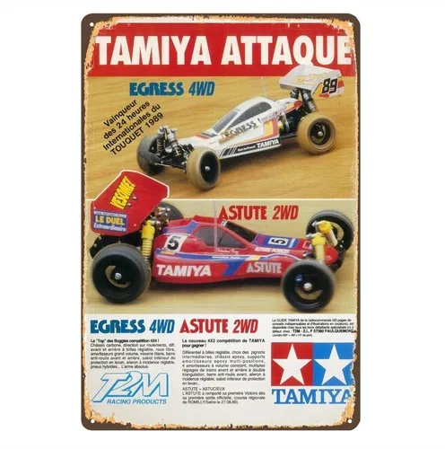 Vintage Rc Car Metallschild-Poster – Tamiya Agress Asture Buggy –