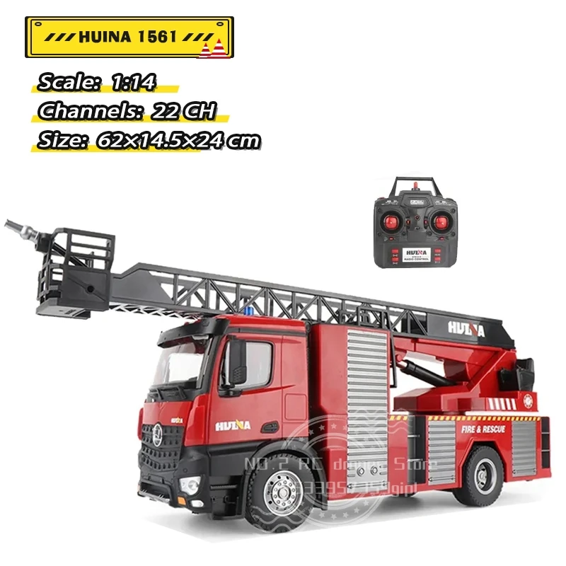 

Huina 1561 1:14 Rc Fire Truck 22 Channels Tractor Model 62cm Engineering Boys Car Remote Water Spraying Children's Birthday Gift