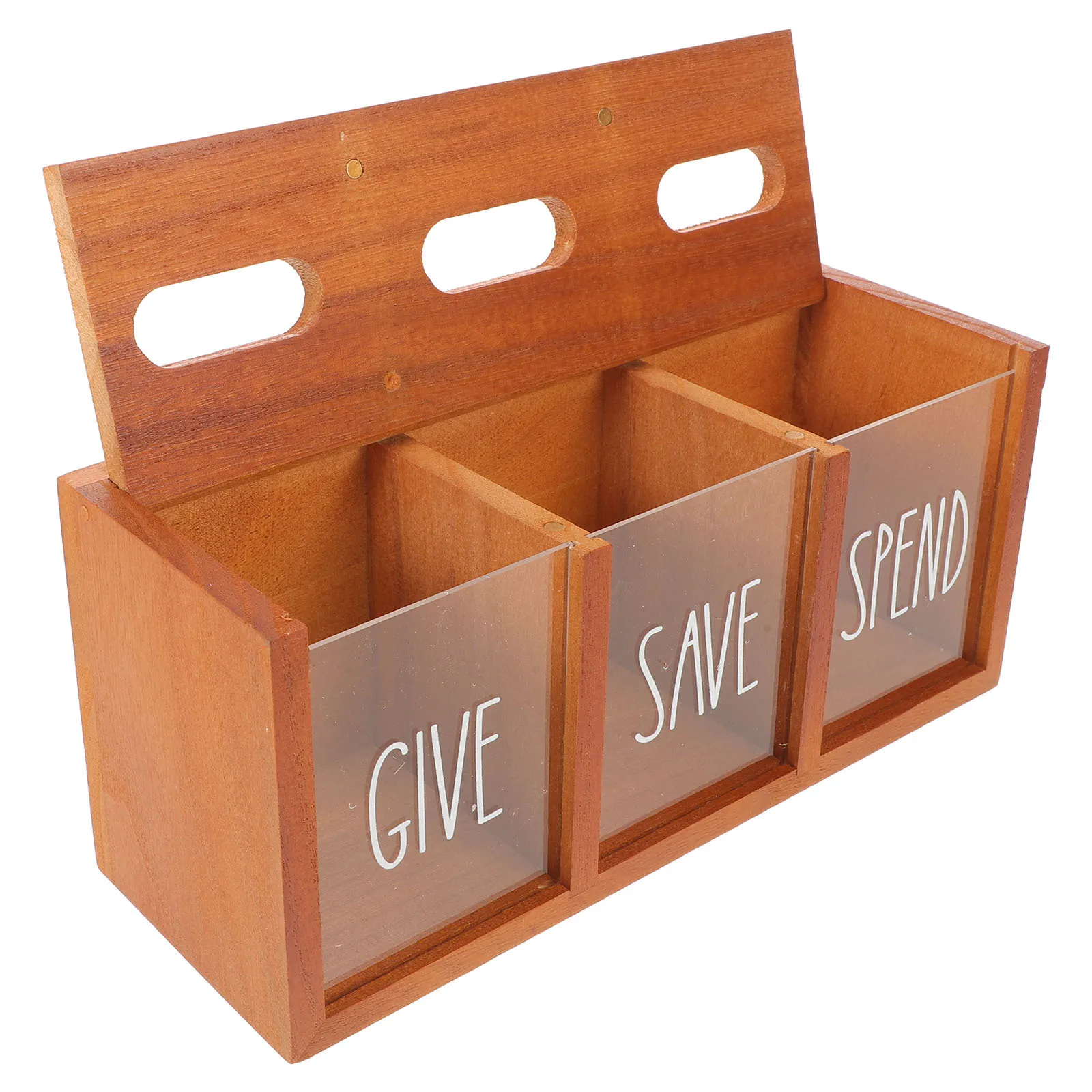 

3 Compartment Wall Mount Piggy Bank Wooden Money Saving Box For Bills Coins Decorative Coin Storage Jar For Home Laundry Room