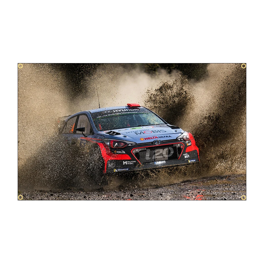 60x90CM 90x150CM WRC Car Flag I20 CAR High Quality Polyester  Printed Outdoor Garage Decor Car Theme Design