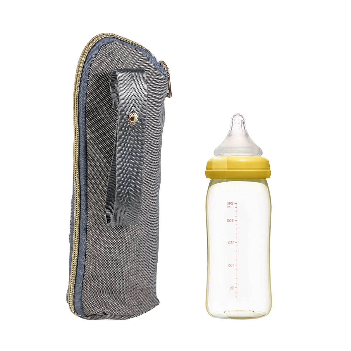 

2pcs Baby Milk Bottle Insulated Breastmilk Tote Pouch Portable Infant Feeding Nursing Bottle Bag (Light Grey)