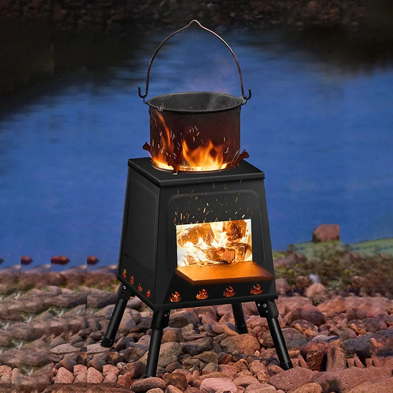 Outdoor Portable Fire Pits Camping Cooking Stove Foldable Brazier Mobile Pot Stove Wood Stoves Villa Courtyard Heating Fire Pit