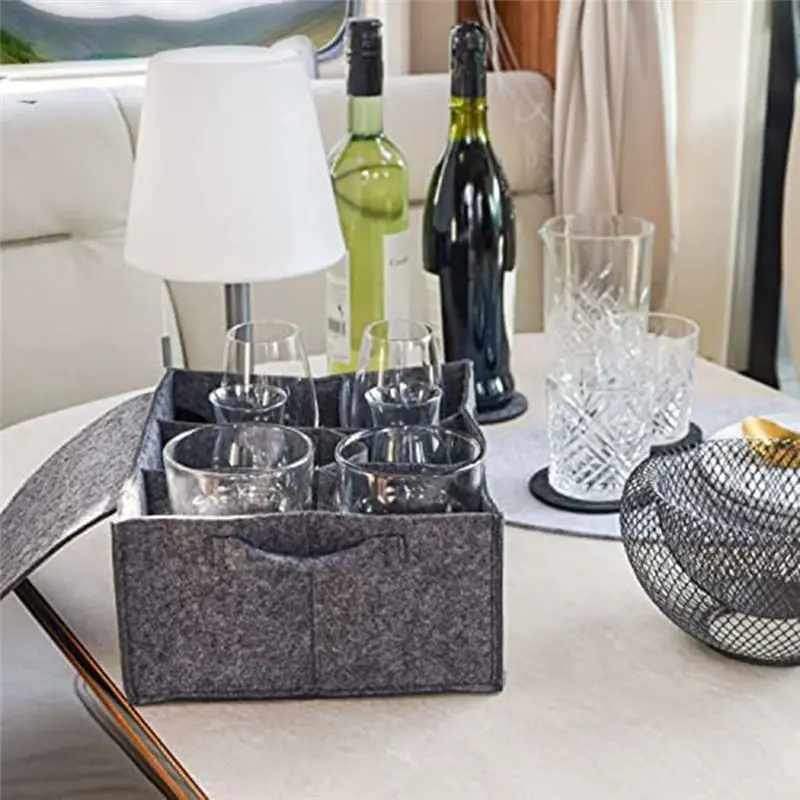 Felt Cup Holder Camping Glass Carrier for Drinking Glasses Wine Glass Holder Camping Accessorie Tableware Storage &LICG