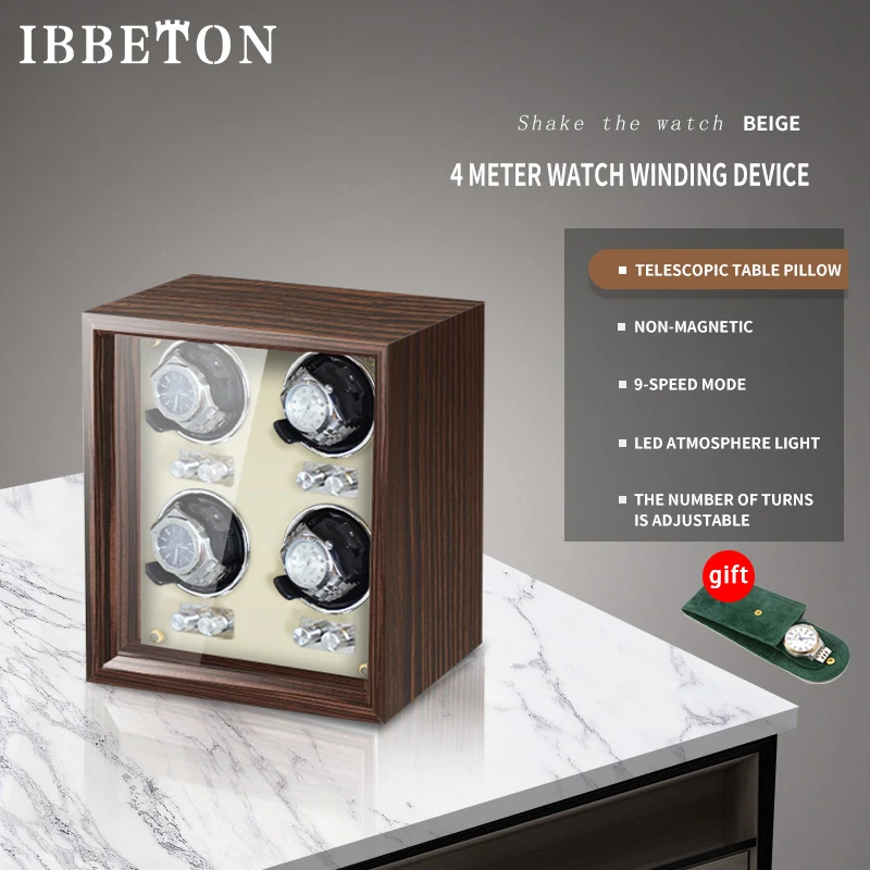 IBBETON Luxe Houten Watch Winder High-End 2 4 6 Slots Automatische Horloges Doos Met Mabuchi Mute Motor Horloge kast Klok Opslag