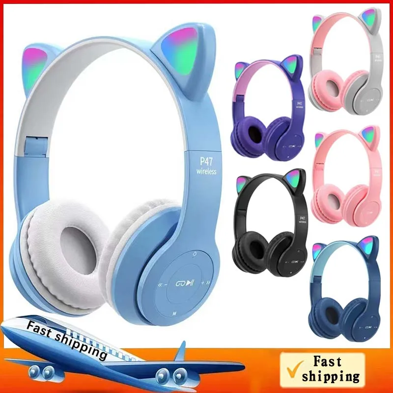

2024 New Wireless Bluetooth Headset Helmet Headphone Convenient Foldable Earphone LED Stereo Music with Microphone Control