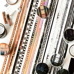 3pcs/pack 7mm*2m Vintage Film PET Tapes DIY Scrapbooking Masking Tape Collage Junk Journal Creative Stationery Tapes