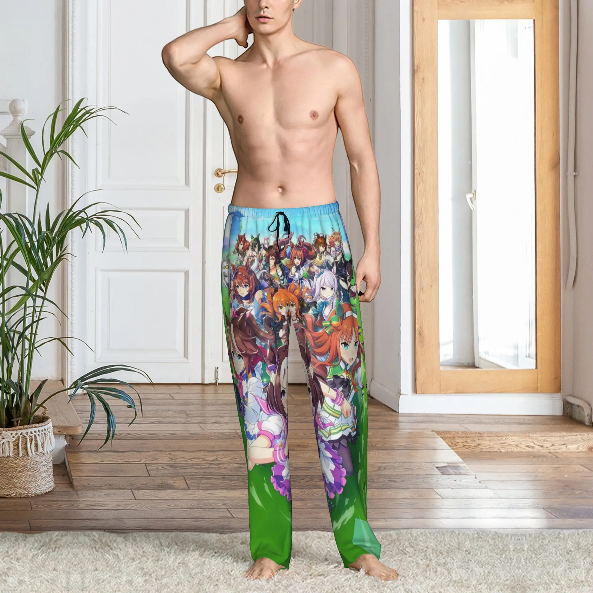 Custom Umamusume Pretty Derby Pajama Pants for Men Anime Lounge Sleep Drawstring Sleepwear Bottoms with Pockets - view 6