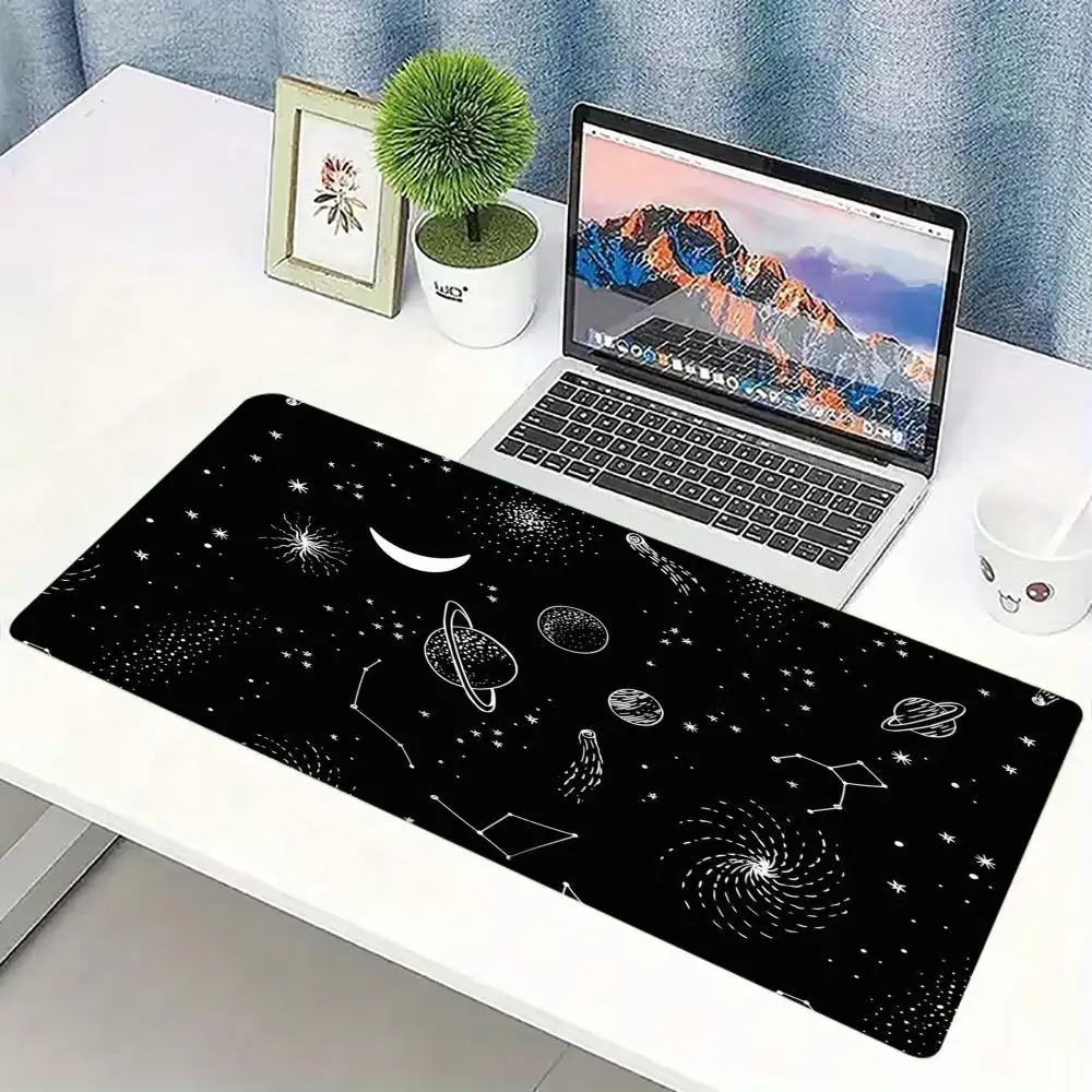 Space Planet Constellation Large Extended Gaming Mouse Pad Non Slip Desk Surface Starry Sky Print For Gaming And Office Desks