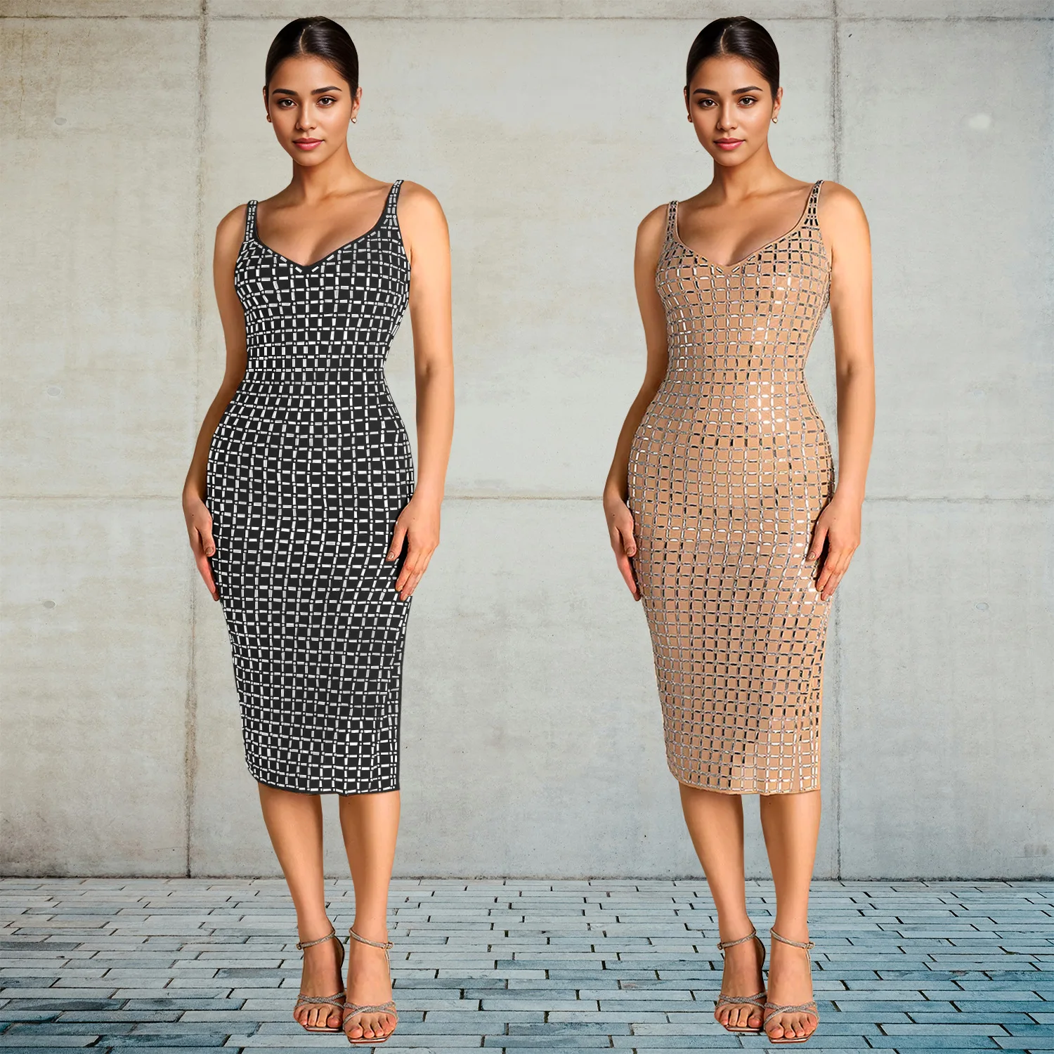 

Fashion women's clothing sexy backless hot diamond suspender arm dress dress sexy and thin high sense simple women's clothing ne