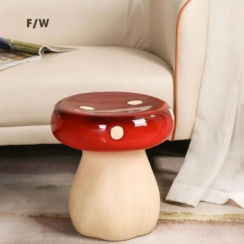 

Nordic Creative Red Mushroom Bench Cute Doorstep Shoe Changing Stools Living Room Bedroom Household Cream Style Low Ottomans