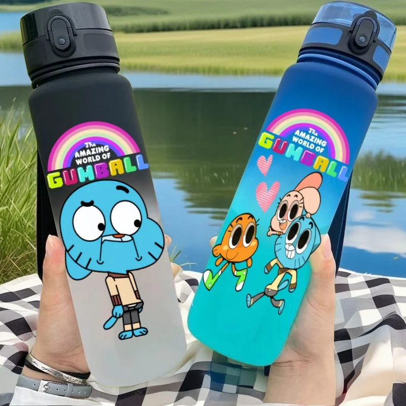 

650ML The Amazing World of Gumball Anime Characters Water Cup Portable Children's Outdoor Plastic Antidrip Water Bottle
