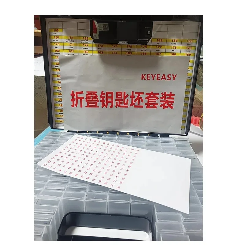 Keyeasy Folding Fold Key Embryo Blade Blank Empty Plastic Case Box with 186 PCS Model Small Box Easy Use ocksmith Tools