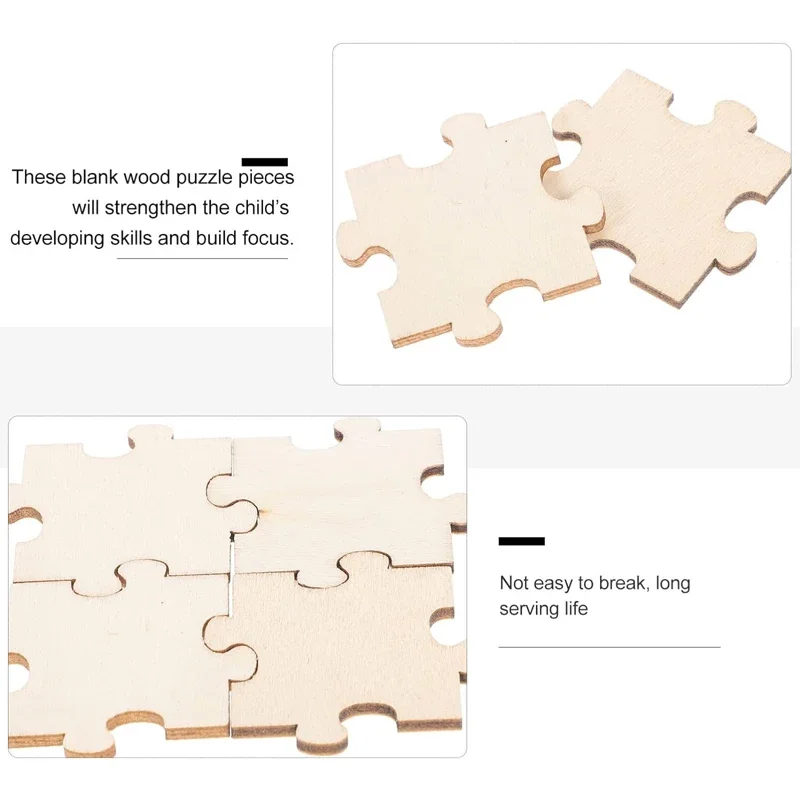 50 sztuk 4 cm Niedokończone drewniane puste kawałki puzzli Mini drewniane puzzle do rękodzieła Sztuka i tworzenie kartek