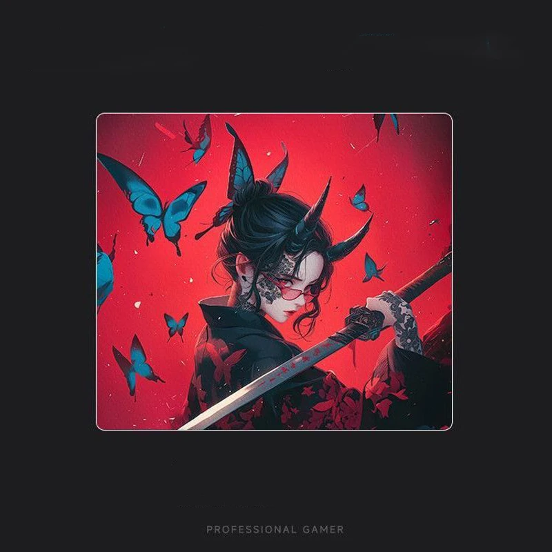 

Hand Drawn Japanese Anime Hot Blooded Youth Glass Mouse Pad E-sports Game Office insulated Desk Pad Cute Washable Glass Pad