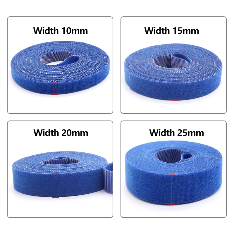 5M/Roll Hook and Loop Type Fasteners 10-25mm Reusable Nylon Straps Self Adhesive Cord Organizer Wire Management Fastening Tape