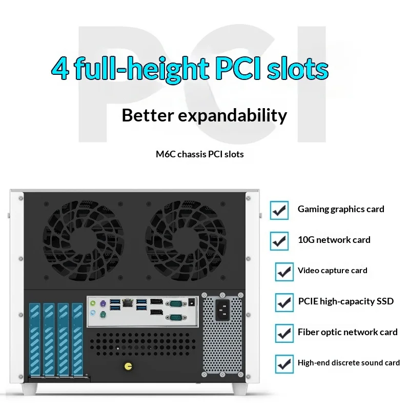 Versatile 6-Bay MATX NAS Case, Supports ITX/ATX PSU & Full Height PCIe, Hot-Swap, Compact DIY Home Server Chassis